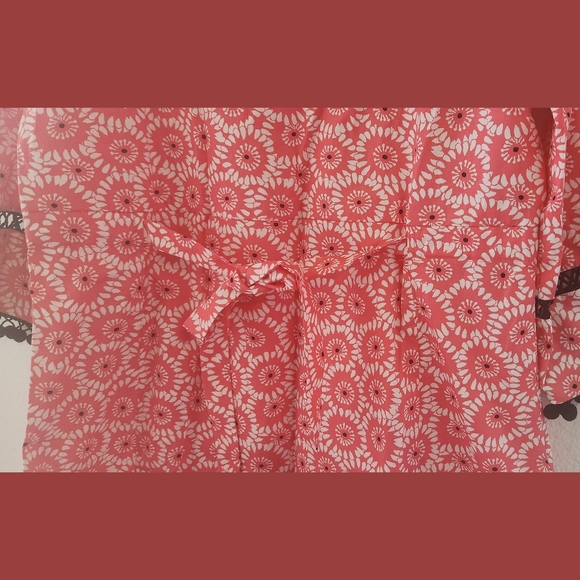 Garden Freak Cotton Print Pompom Trim Dress Sz Medium - Picture 7 of 9